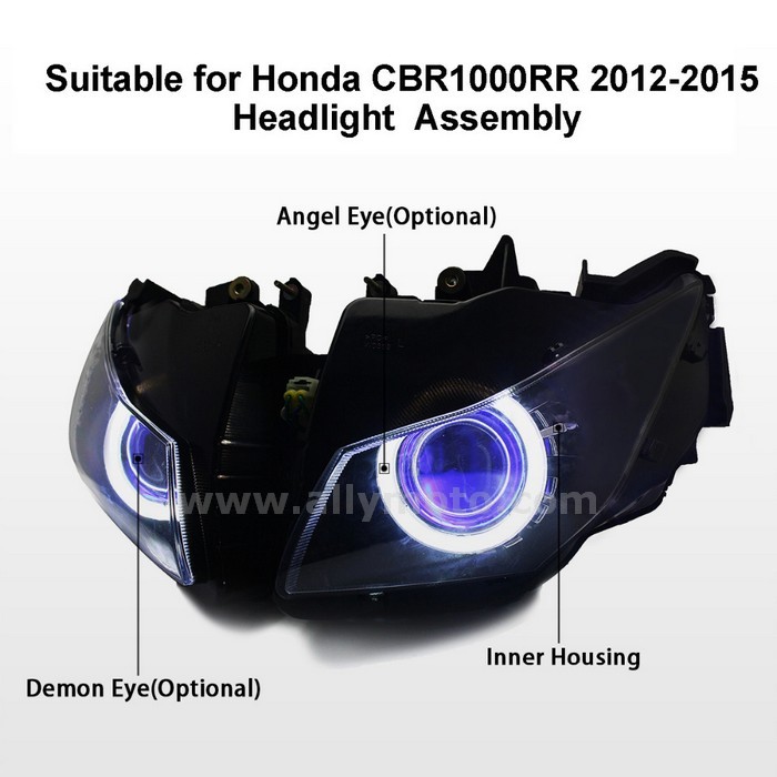 064 Headlight Honda Cbr600Rr 2013-2016 Led Angel Halo Eyes Hid Kit-4